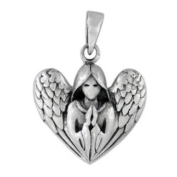 Sterling Silver Praying Angel with Wings Pendant